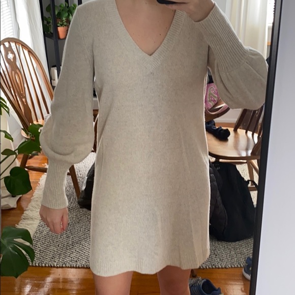 sweater dress with balloon sleeves